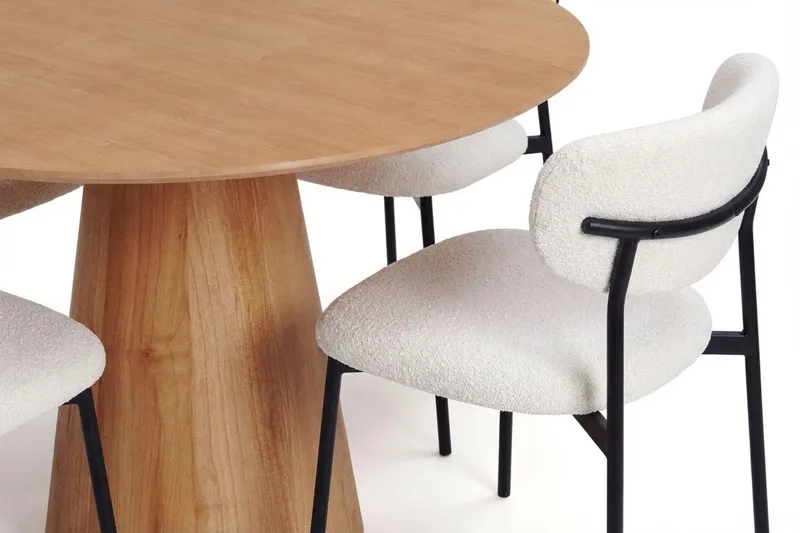 Siena spisegruppe rund 110 cm eik med 4 Lucy spisestoler - Eik - Møbler - Bord - Spisegrupper