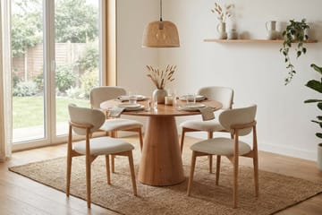 Siena spisegruppe rund 110 cm eik med 4 Molly spisestoler - Eik - Møbler - Bord - Spisegrupper