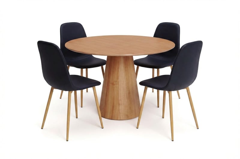 Siena spisegruppe rund 110 cm eik med 4 Nibe spisestoler - Eik - Møbler - Bord - Spisegrupper