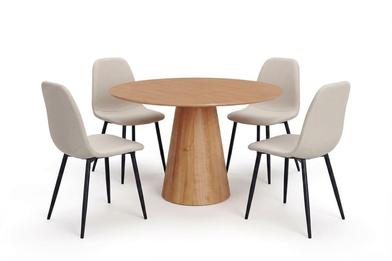 Siena spisegruppe rund 110 cm eik med 4 Nibe spisestoler, Eik