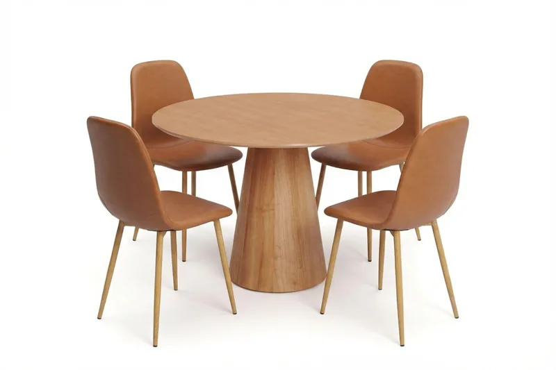 Siena spisegruppe rund 110 cm eik med 4 Nibe spisestoler, Eik