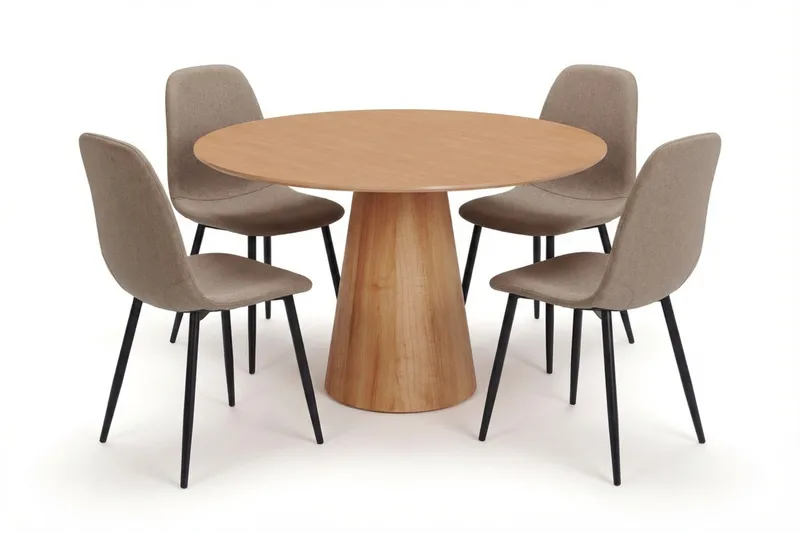 Siena spisegruppe rund 110 cm eik med 4 Nibe spisestoler, Eik