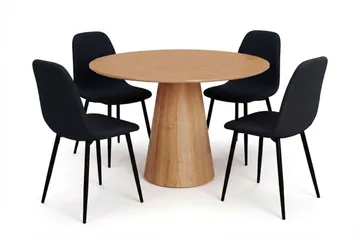 Siena spisegruppe rund 110 cm eik med 4 Nibe spisestoler - Eik - Møbler - Bord - Spisegrupper