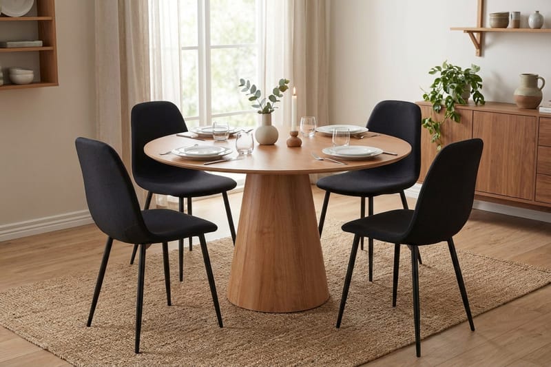 Siena spisegruppe rund 110 cm eik med 4 Nibe spisestoler - Eik - Møbler - Bord - Spisegrupper