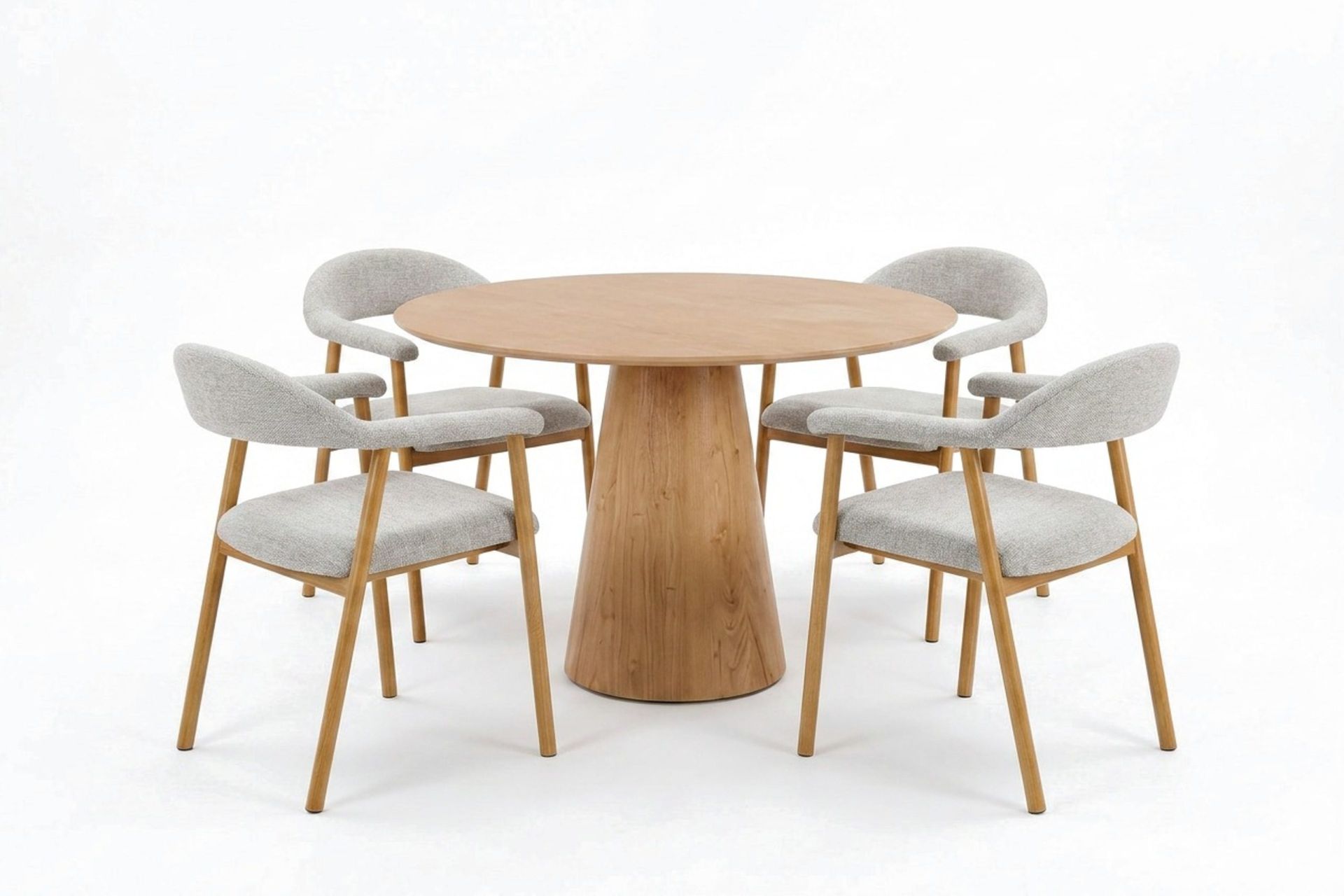 Siena spisegruppe rund 110 cm eik med 4 Ronja spisestoler - Eik