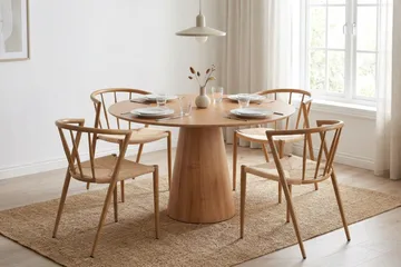 Siena spisegruppe rund 110 cm eik med 4 Winston spisestoler - Eik - Møbler - Bord - Spisegrupper