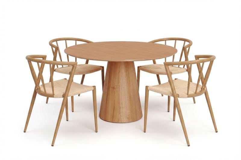 Siena spisegruppe rund 110 cm eik med 4 Winston spisestoler - Eik - Møbler - Bord - Spisegrupper