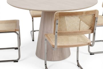 Siena spisegruppe rund 110 cm hvitlasert med 4 Build spisestoler - Hvitbeiset eik - Møbler - Bord - Spisegrupper