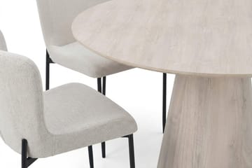 Siena spisegruppe rund 110 cm hvitlasert med 4 Elsie spisestoler - Hvitbeiset eik - Møbler - Bord - Spisegrupper