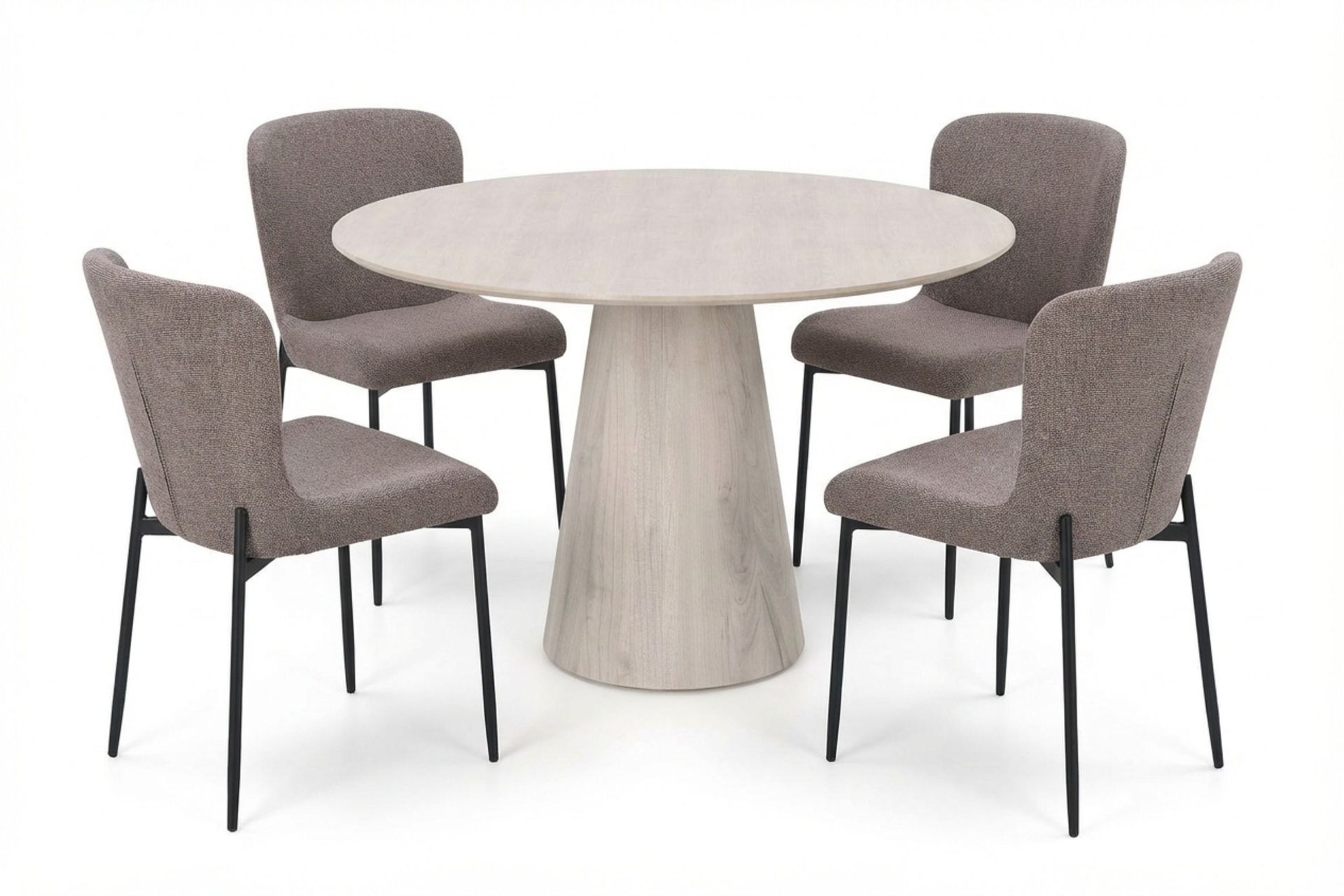 Siena spisegruppe rund 110 cm hvitlasert med 4 Elsie spisestoler - Hvitbeiset eik