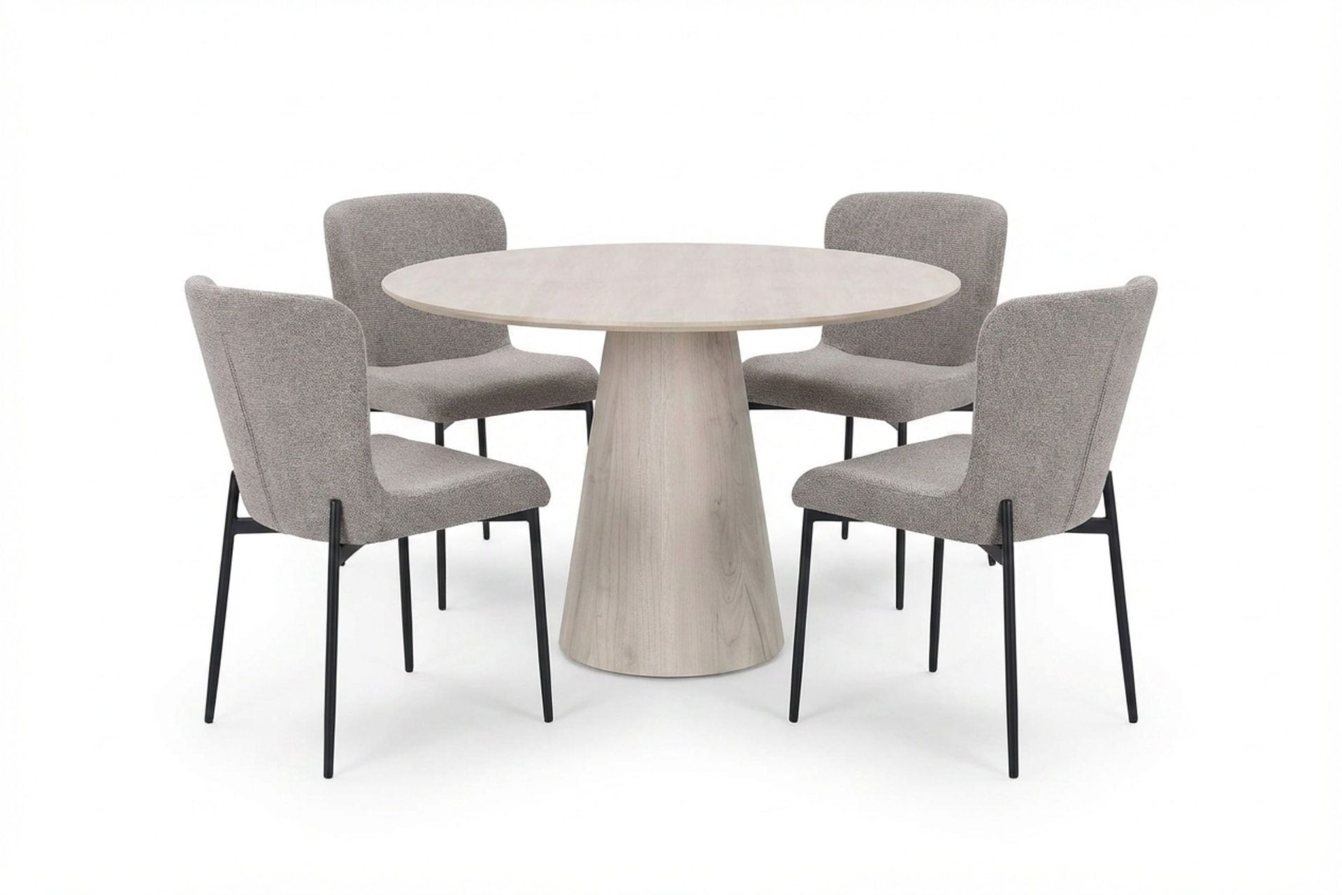 Siena spisegruppe rund 110 cm hvitlasert med 4 Elsie spisestoler - Hvitbeiset eik