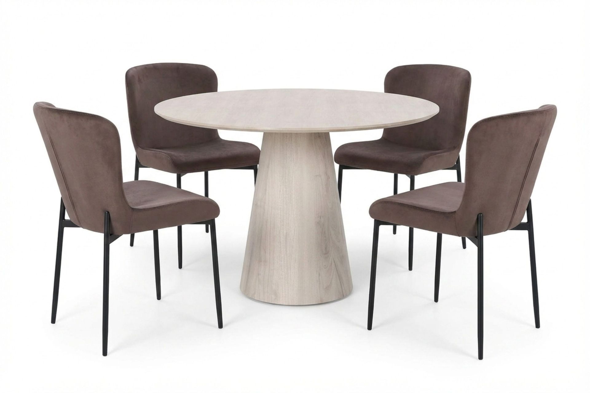 Siena spisegruppe rund 110 cm hvitlasert med 4 Elsie spisestoler - Hvitbeiset eik