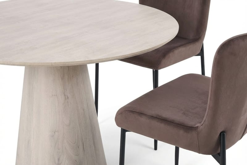 Siena spisegruppe rund 110 cm hvitlasert med 4 Elsie spisestoler - Hvitlasert/brun - Møbler - Bord - Spisegrupper