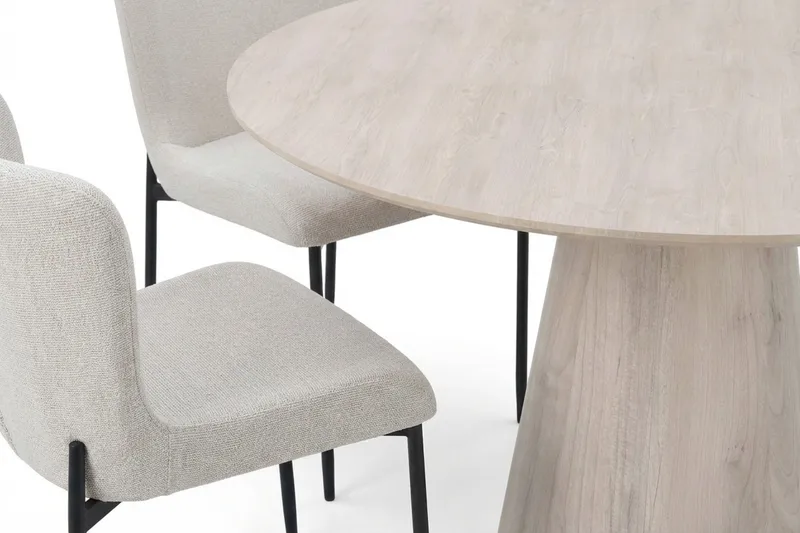 Siena spisegruppe rund 110 cm hvitlasert med 4 Elsie spisestoler - Hvitlasert/hvit - Møbler - Bord - Spisegrupper