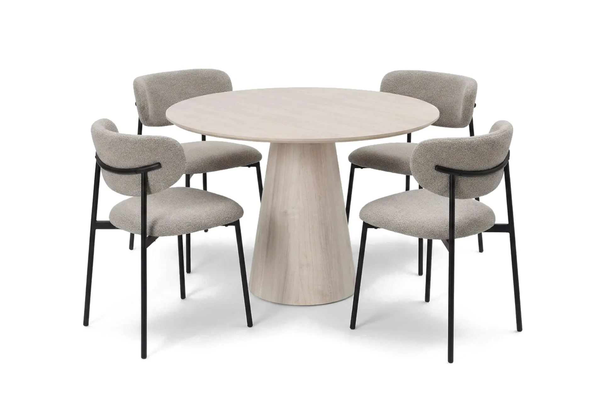 Siena spisegruppe rund 110 cm hvitlasert med 4 Lucy spisestoler - Hvitbeiset eik
