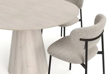 Siena spisegruppe rund 110 cm hvitlasert med 4 Lucy spisestoler - Hvitbeiset eik - Møbler - Bord - Spisegrupper