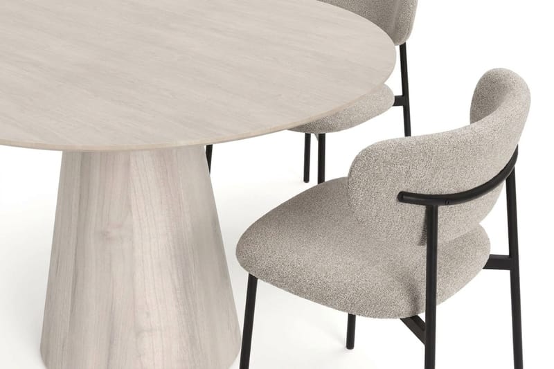 Siena spisegruppe rund 110 cm hvitlasert med 4 Lucy spisestoler - Hvitbeiset eik - Møbler - Bord - Spisegrupper