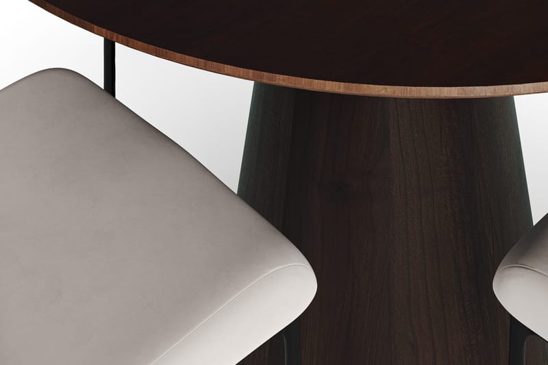 Siena spisegruppe rund 110 cm røkt eik med 4 Elsie spisestoler - Røkt eik/Beige - Møbler - Bord - Spisegrupper