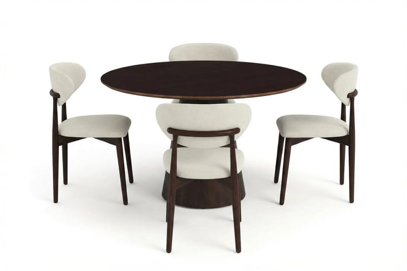Siena spisegruppe rund 110 cm røkt eik med 4 Molly spisestoler - Røkt eik - Møbler - Bord - Spisegrupper