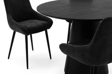 Siena spisegruppe rund 110 cm svart med 4 Alsarp spisestoler - Svartbeiset eik - Møbler - Bord - Spisegrupper