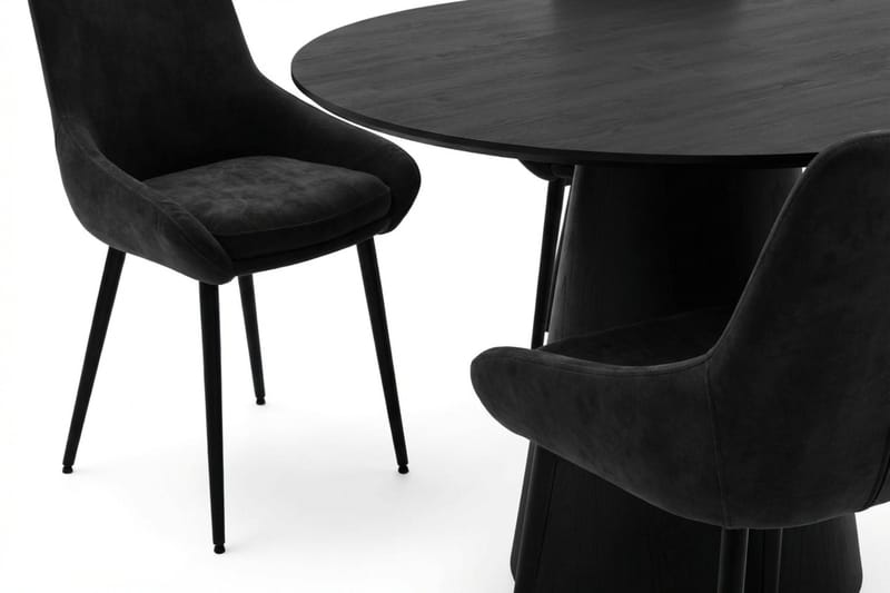 Siena spisegruppe rund 110 cm svart med 4 Alsarp spisestoler - Svartbeiset eik - Møbler - Bord - Spisegrupper