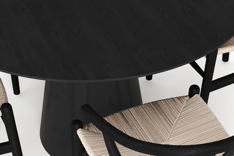 Siena Spisegruppe rund 110 cm Svart med 4 Dastoori spisestoler - Svart - Møbler - Bord - Spisegrupper