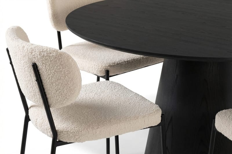 Siena spisegruppe rund 110 cm svart med 4 Gemmiano spisestoler - Svart - Møbler - Bord - Spisegrupper