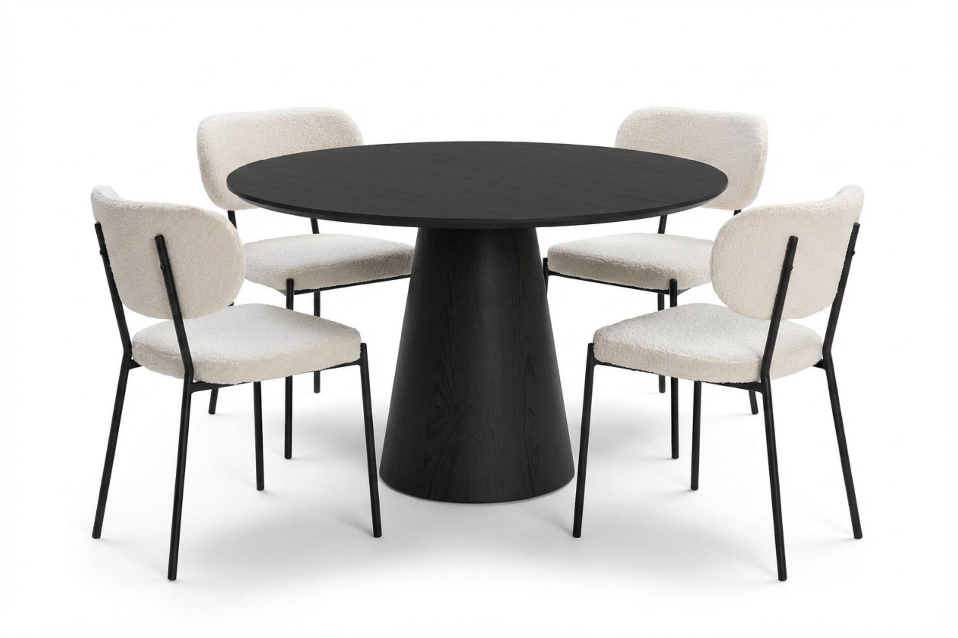 Siena spisegruppe rund 110 cm svart med 4 Gemmiano spisestoler - Svart