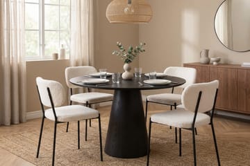Siena spisegruppe rund 110 cm svart med 4 Gemmiano spisestoler - Svartbeiset eik - Møbler - Bord - Spisegrupper