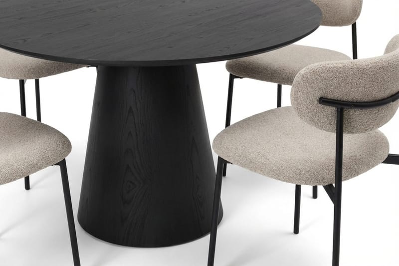 Siena spisegruppe rund 110 cm svart med 4 Lucy spisestoler - Svart - Møbler - Bord - Spisegrupper