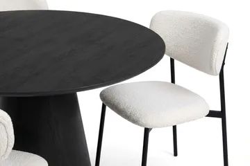 Siena spisegruppe rund 110 cm svart med 4 Lucy spisestoler - Svartbeiset eik - Møbler - Bord - Spisegrupper