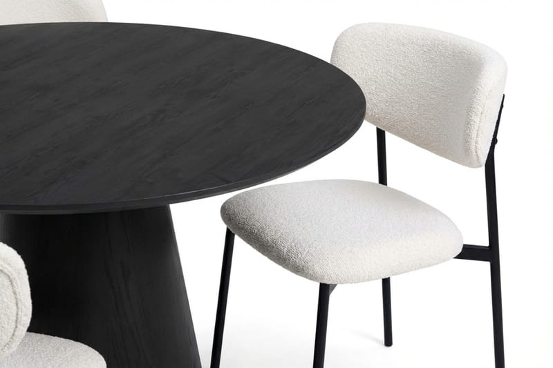Siena spisegruppe rund 110 cm svart med 4 Lucy spisestoler - Svartbeiset eik - Møbler - Bord - Spisegrupper