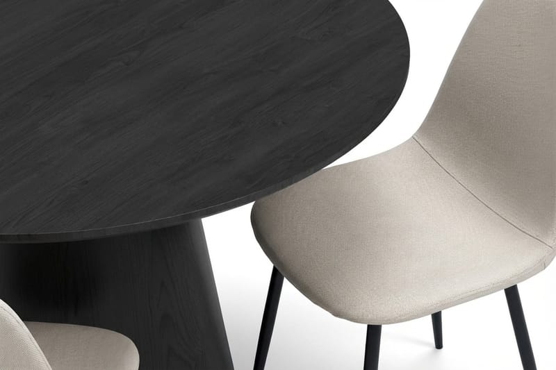 Siena spisegruppe rund 110 cm svart med 4 Nibe spisestoler - Svart - Møbler - Bord - Spisegrupper