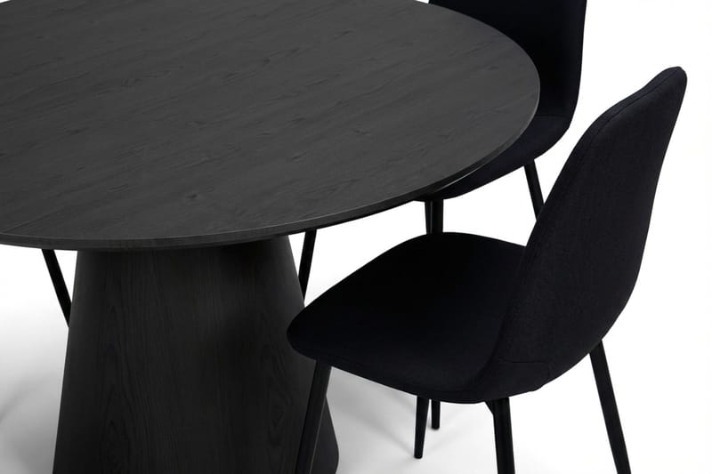 Siena spisegruppe rund 110 cm svart med 4 Nibe spisestoler - Svart - Møbler - Bord - Spisegrupper