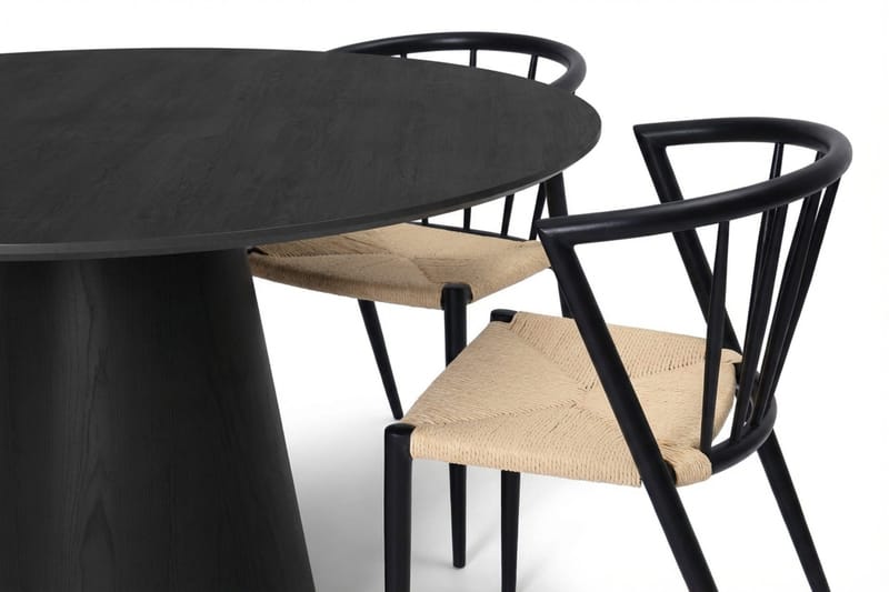Siena spisegruppe rund 110 cm svart med 4 Winston spisestoler - Svart - Møbler - Bord - Spisegrupper