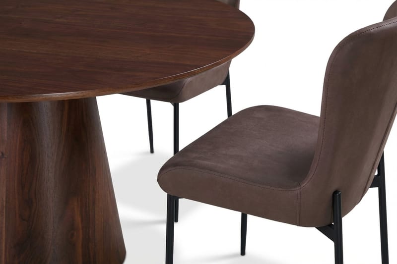 Siena Spisegruppe Rund 110 cm Valnøtt med 4 Elsie Spisestoler - Valnøtt/Brun - Møbler - Bord - Spisegrupper