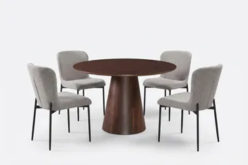 Siena Spisegruppe Rund 110 cm Valnøtt med 4 Elsie Spisestoler