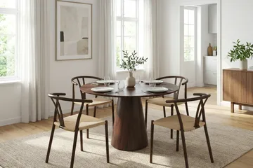 Siena spisegruppe rund 110 cm valnøtt med 4 Elysia spisestoler - Valnøtt - Møbler - Bord - Spisegrupper