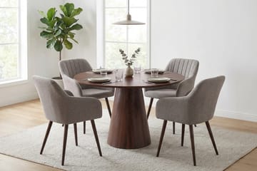 Siena spisegruppe rund 110 cm valnøtt med 4 Filippa spisestoler - Valnøtt - Møbler - Bord - Spisegrupper