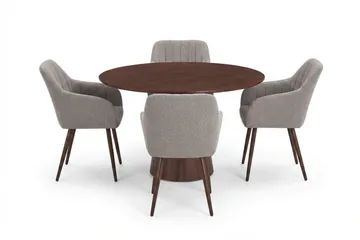 Siena spisegruppe rund 110 cm valnøtt med 4 Filippa spisestoler - Valnøtt - Møbler - Bord - Spisegrupper