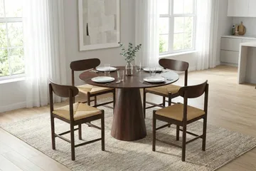 Siena spisegruppe rund 110 cm valnøtt med 4 Malte spisestoler - Valnøtt - Møbler - Bord - Spisegrupper