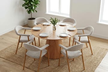 Siena spisegruppe rund 130 cm eik med 4 Ronja spisestoler - Eik - Møbler - Bord - Spisegrupper