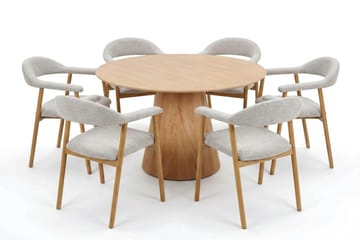 Siena spisegruppe rund 130 cm eik med 4 Ronja spisestoler - Eik - Møbler - Bord - Spisegrupper
