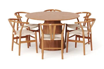 Siena spisegruppe rund 130 cm eik med 6 Dastoori spisestoler - Eik - Møbler - Bord - Spisegrupper