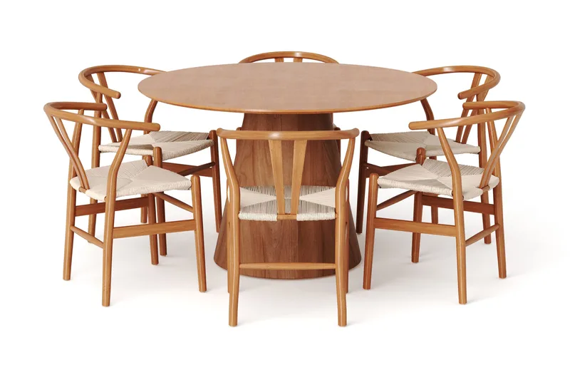 Siena spisegruppe rund 130 cm eik med 6 Dastoori spisestoler - Eik - Møbler - Bord - Spisegrupper