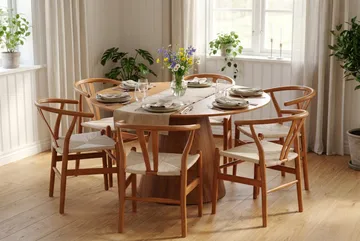 Siena spisegruppe rund 130 cm eik med 6 Dastoori spisestoler - Eik - Møbler - Bord - Spisegrupper