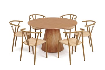 Siena spisegruppe rund 130 cm eik med 6 Elysia spisestoler - Eik - Møbler - Bord - Spisegrupper
