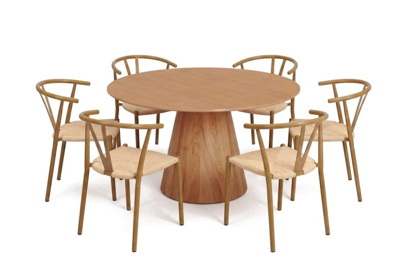 Siena spisegruppe rund 130 cm eik med 6 Elysia spisestoler - Eik - Møbler - Bord - Spisegrupper