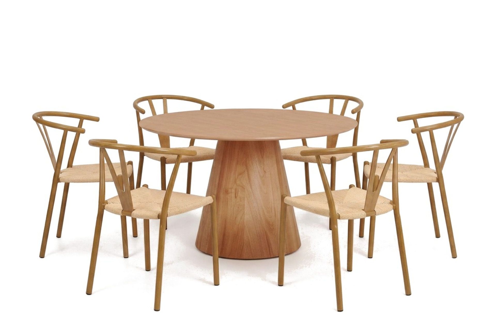 Siena spisegruppe rund 130 cm eik med 6 Elysia spisestoler - Eik