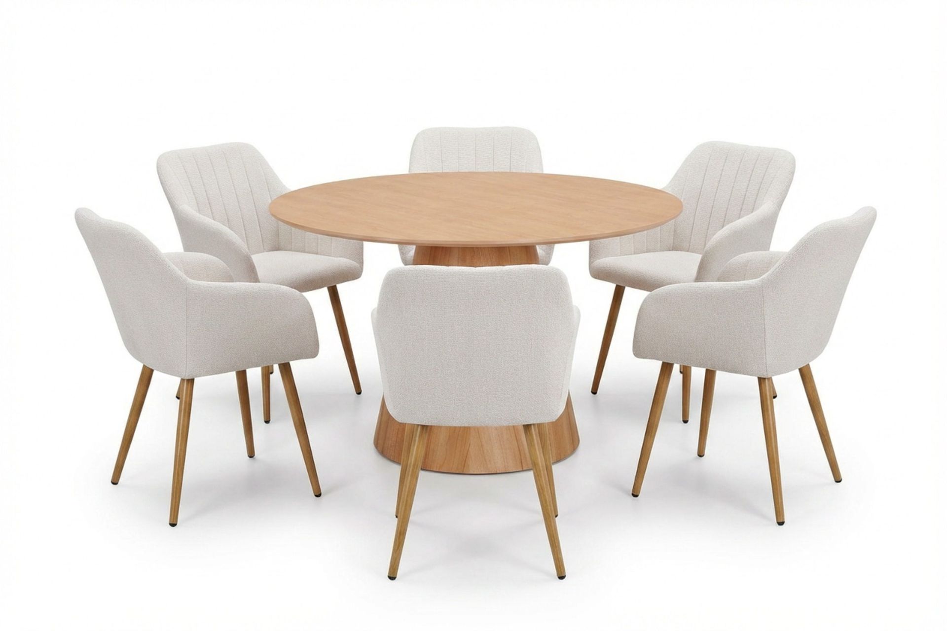 Siena spisegruppe rund 130 cm eik med 6 Filippa spisestoler - Eik